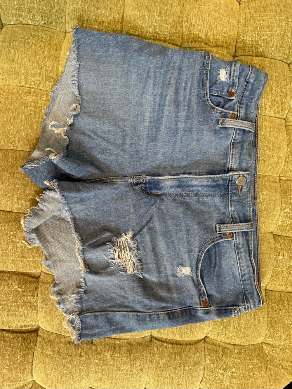 Levi's Blue Distressed Cutoff Denim Shorts